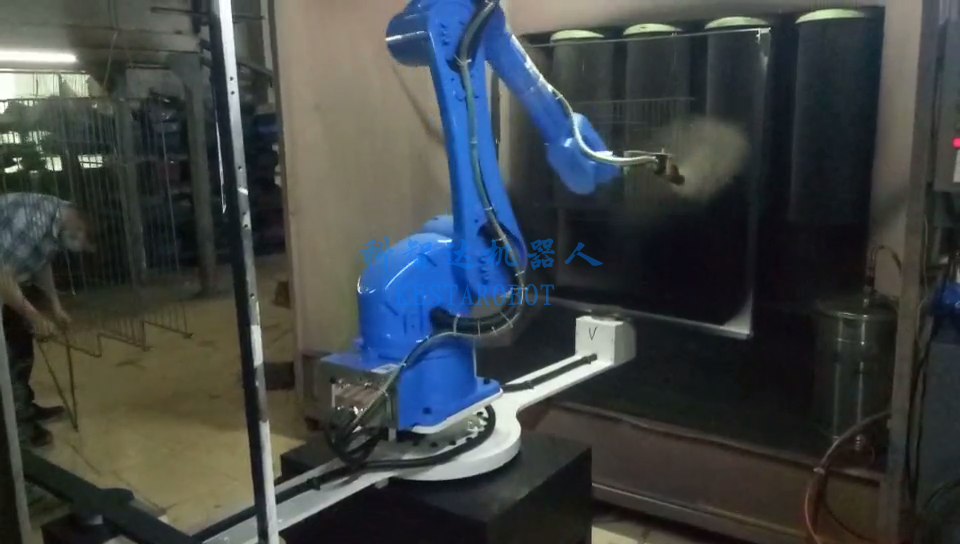 鳥籠噴粉機(jī)器人(雙工位轉(zhuǎn)臺噴涂機(jī)器人)(圖1) 鳥籠噴粉機(jī)器人(雙工位轉(zhuǎn)臺噴涂機(jī)器人)(圖1)